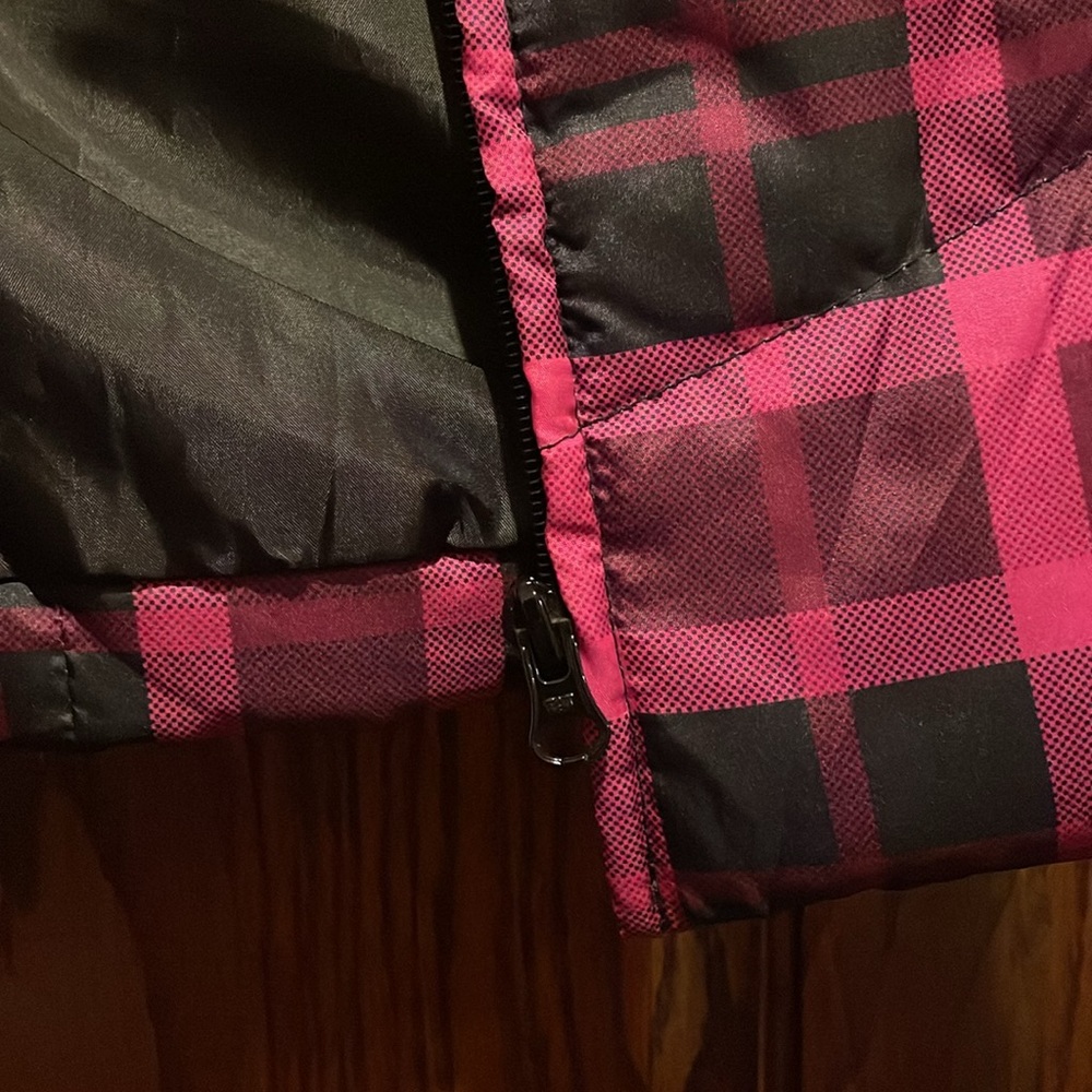 🖤 KIM ROGERS Women’s pockets quilted Puffer full zip plaid Vest Fuchsia Black M - Picture 6 of 14